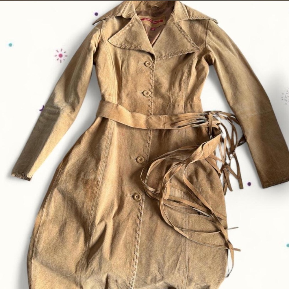 Vintage 100% Genuine Leather Women's Trench Coat